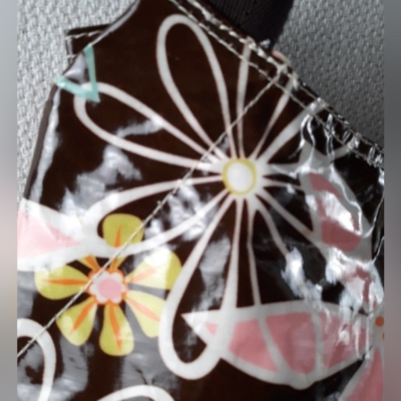 BRACIANO Laminated Cotton BOHO Updated Floral Snap Beach Tote Bag Pockets HTF - Picture 5 of 9